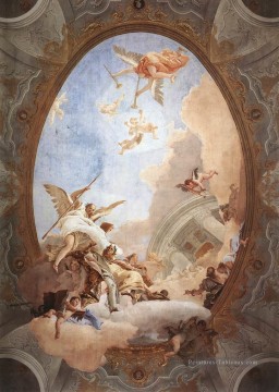 Allégorie du Mérite Accompagnée de Noblesse et de Vertu Giovanni Battista Tiepolo Peinture à l'huile